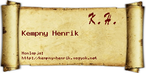 Kempny Henrik névjegykártya